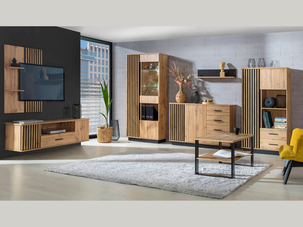 Meubelset voor woonkamer Lavore Eiken Wotan, Zwart