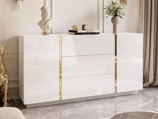Dressoir met deuren en lades Lunelie Wit glans