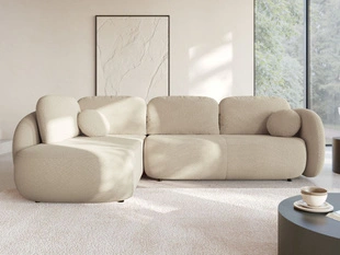 Hoekbank Links met Slaapfunctie en Opbergruimte Carino Beige