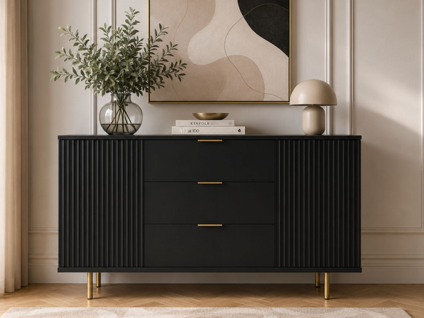 Dressoir met Deuren en Lades Ankara Zwart