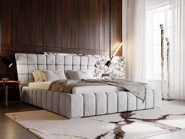 Tweepersoonsbed met Opbergruimte en lattenbodem 180x200 Paris Lichtgrijs