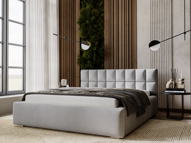 Bed met Opbergruimte en lattenbodem 180x200 Hugo Grijs