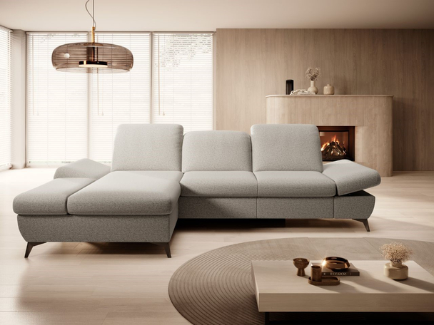 Hoekbank Links met Slaapfunctie en Opbergruimte Hannover Beige
