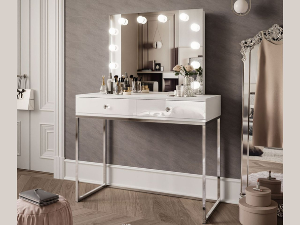Kaptafel met spiegel Brisa Wit glans