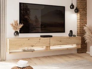 TV-wandmeubel 180 cm voor de woonkamer met ledverlichting Aurelie Artisan Eik