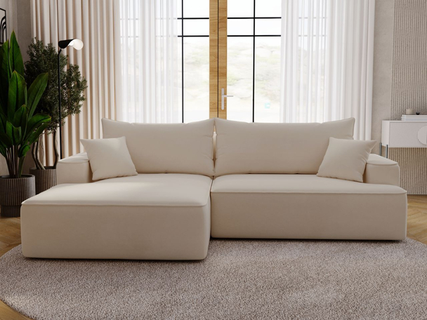 Hoekbank Links met Slaapfunctie en Opbergruimte California Beige