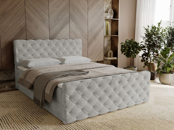 Boxspring met Opbergruimte 180x200 Lunaris Lichtgrijs