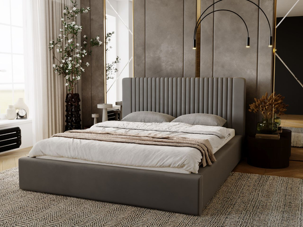 Tweepersoonsbed met Opbergruimte en lattenbodem 140x200 Malmo Grijs