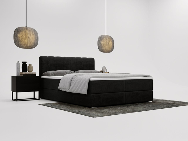 Boxspring met Opbergruimte 180x200 Forte Zwart