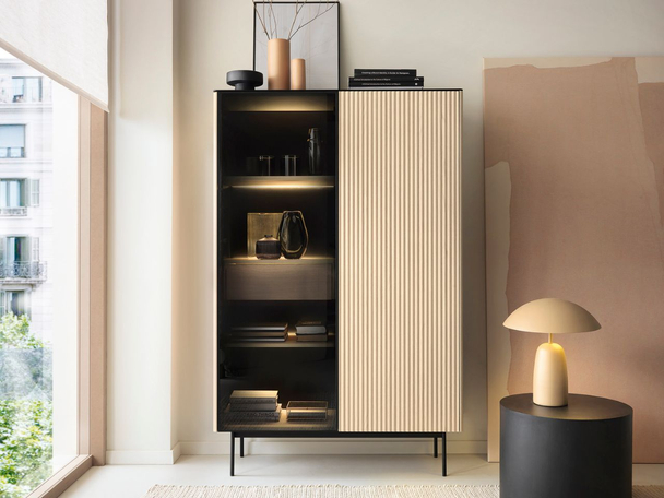 Vitrinekast met ledverlichting 107 cm Auroé Vicenza Eik