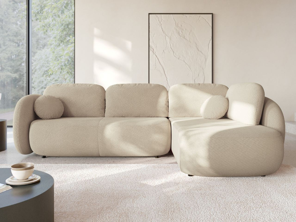 Hoekbank Rechts met Slaapfunctie en Opbergruimte Carino Beige