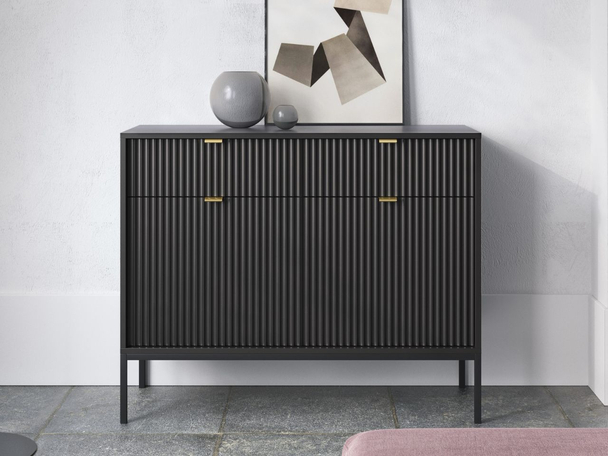 Dressoir met deuren en lades Amber Zwart