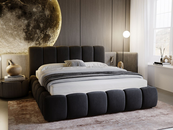 Tweepersoonsbed met lattenbodem zonder opbergruimte 140x200 cm Cloud Anthracite