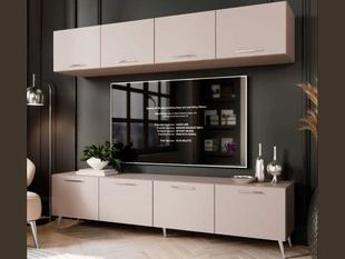 Wandmeubelset voor de woonkamer op zilverkleurige poten Noaé Kashmir