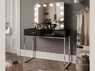 Kaptafel met spiegel Brisa Zwart glans