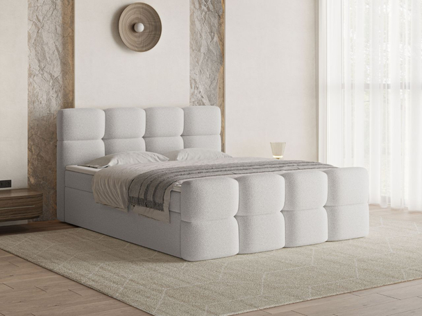 Boxspring met Opbergruimte 160x200 Rivon Lichtgrijs