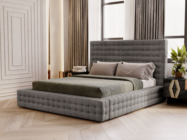 Bed met Opbergruimte en lattenbodem 140x200 Barbados Grijs