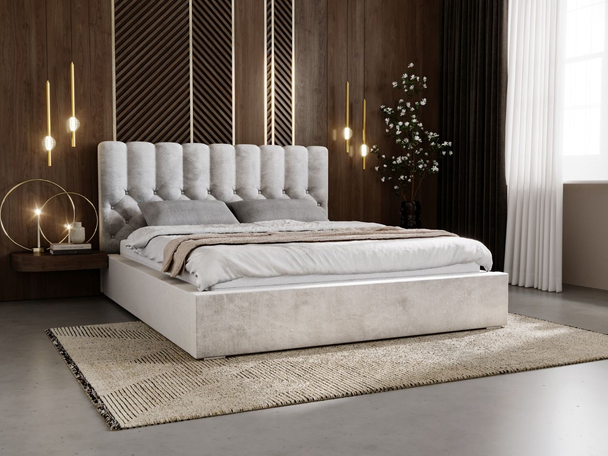 Bed met Opbergruimte en lattenbodem 180x200 Roma Lichtgrijs