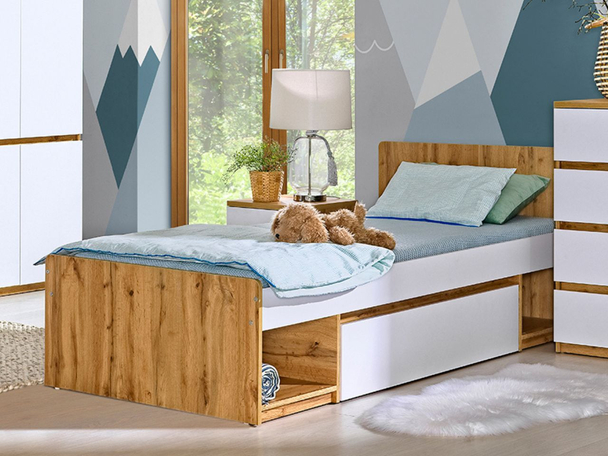Eenpersoonsbed Arcadia Wit, Bruin
