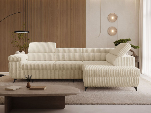 Hoekbank Rechts met Slaapfunctie en Opbergruimte Argon Beige