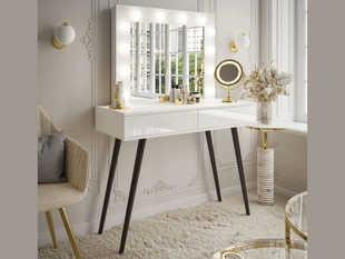 Kaptafel met lades en hoge poten Olivine Wit glans