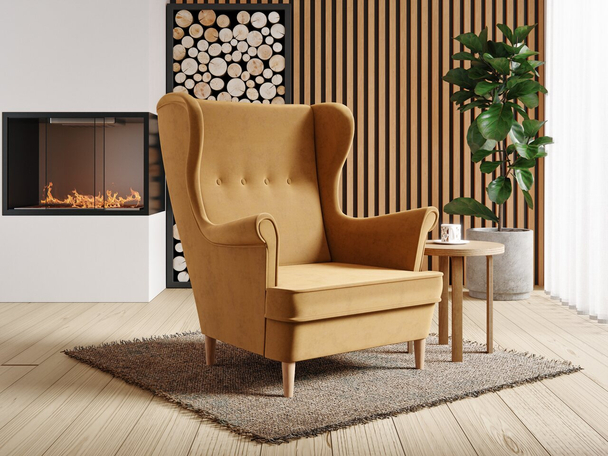 Fauteuil op houten poten Oslo Beige