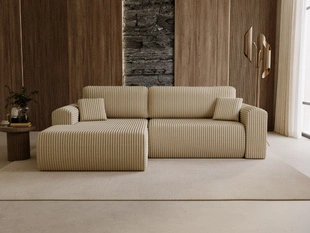 Hoekbank Links met Slaapfunctie en Opbergruimte Belvio Beige