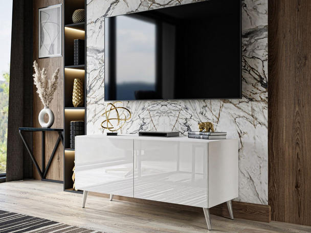 TV-meubel 100 cm met deuren Noaé Wit glans