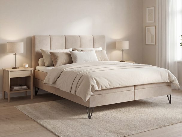 Boxspring met Opbergruimte 120x200 Vendi beige