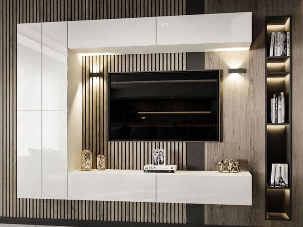 Hangend wandmeubel voor de woonkamer Sorelle Wit glans