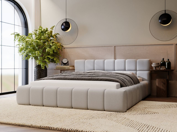 Tweepersoonsbed met Opbergruimte en lattenbodem 140x200 Alicante Lichtgrijs