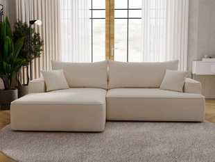 Hoekbank Links met Slaapfunctie en Opbergruimte California Beige