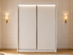 Kledingkast met schuifdeuren 150 cm met LED-verlichting Diano Wit