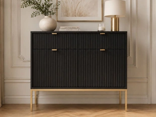 Dressoir met deuren en lades Amber Zwart