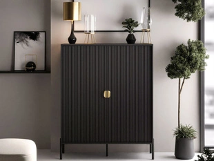 Hoge kast met twee deuren Orlean Zwart mat