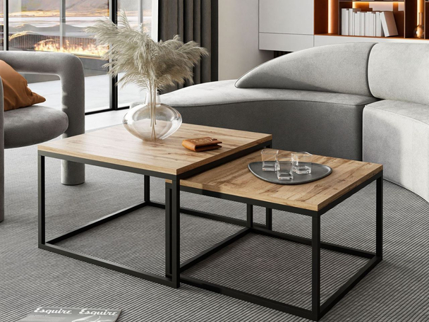 Salontafel op een zwart frame Asumi Wotan Eik 36x42