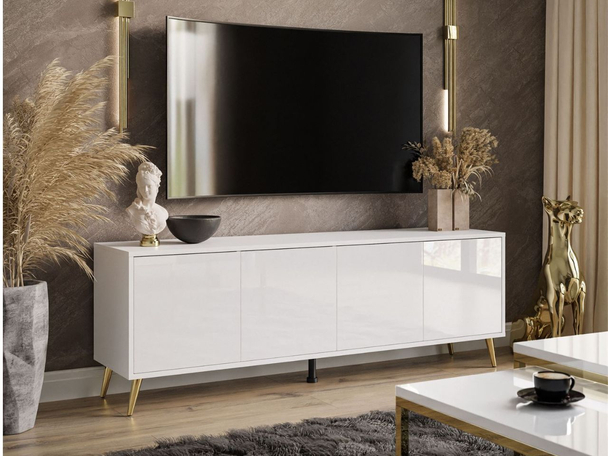 TV-Meubel met deuren en metalen poten Vivance Wit