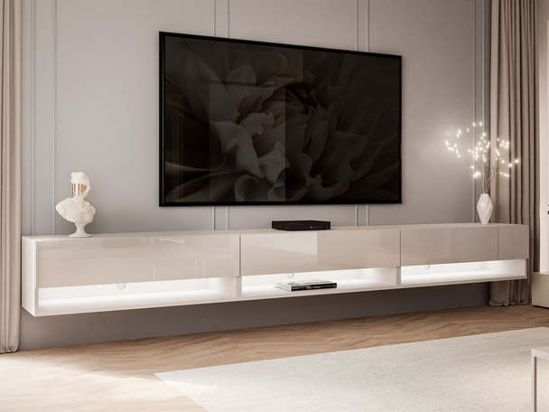 TV-wandmeubel 270 cm voor de woonkamer met ledverlichting Aurelie Kashmir glans
