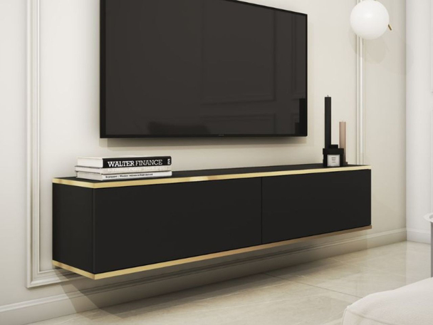 TV-Hangkast met deuren 135 cm Diolo Zwart
