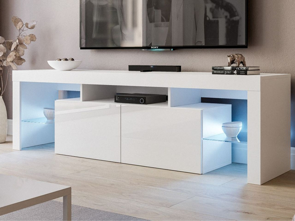 TV-Meubel met deuren Nodoo Wit glans