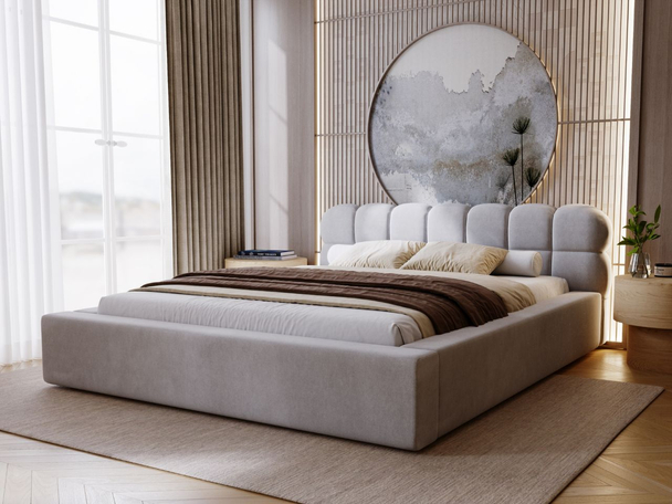 Tweepersoonsbed met Opbergruimte en lattenbodem 140x200 Plaza Grijs