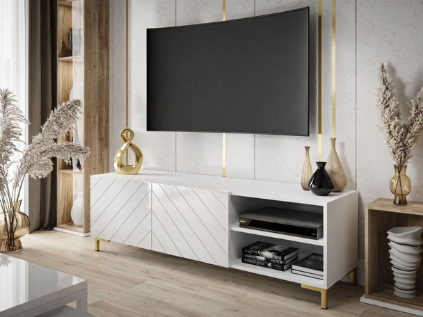 TV-Meubel met deuren Vionel Wit glans
