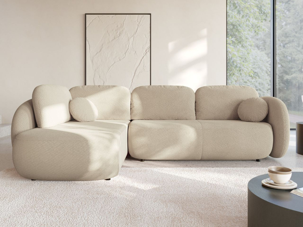 Hoekbank Links met Slaapfunctie en Opbergruimte Carino Beige