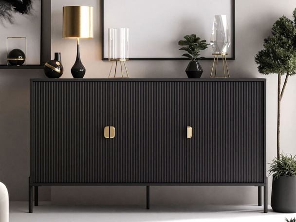 Dressoir met 3 deuren voor de woonkamer Orlean Zwart mat
