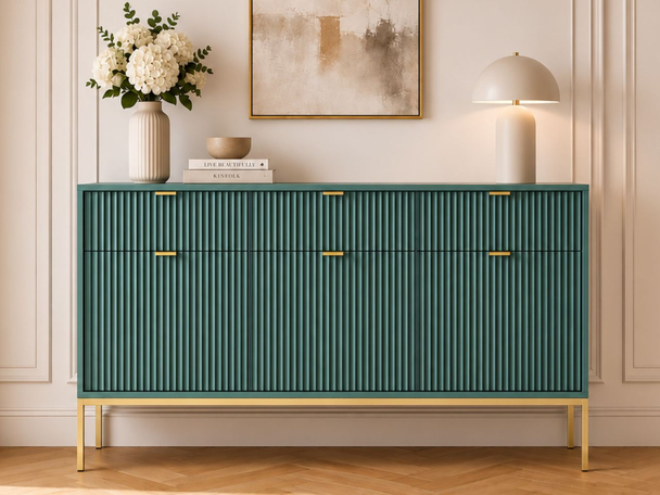 Dressoir met deuren en lades 154 cm Amber Groen