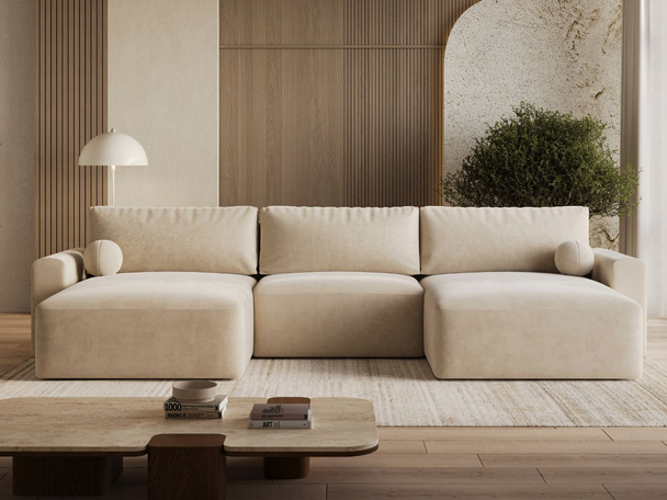 U-Bank met Slaapfunctie en Opbergruimte Aurora Beige