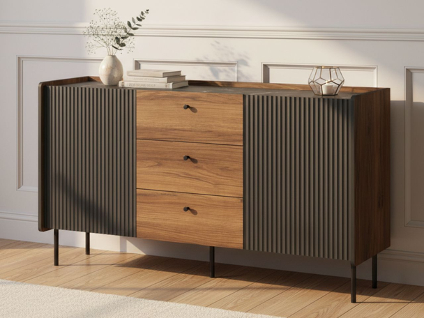 Dressoir met Deuren en Lades 150 cm Pascale Bruin, Zwart