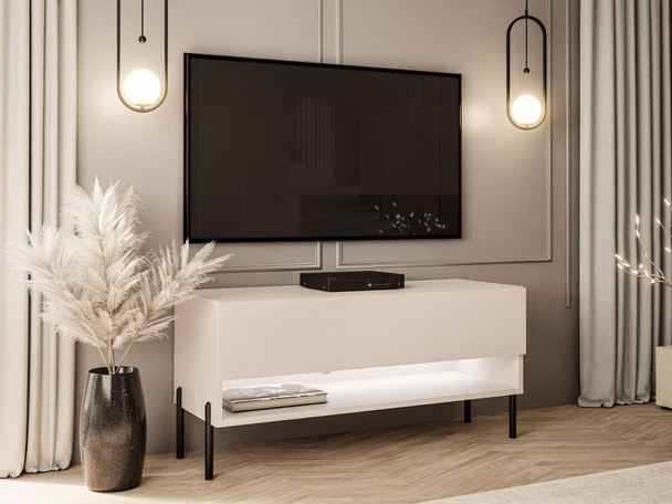 Tv-meubel 90 cm op rechte poten met ledverlichting Aurelie Kashmir mat