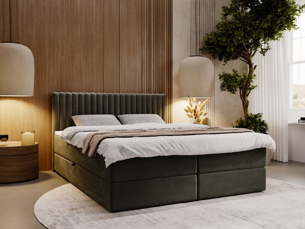 Boxspring met Opbergruimte 200x200 Marbella Donkergrijs