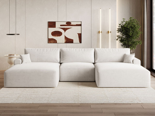 U-Bank met Slaapfunctie en Opbergruimte Serene Lichtbeige